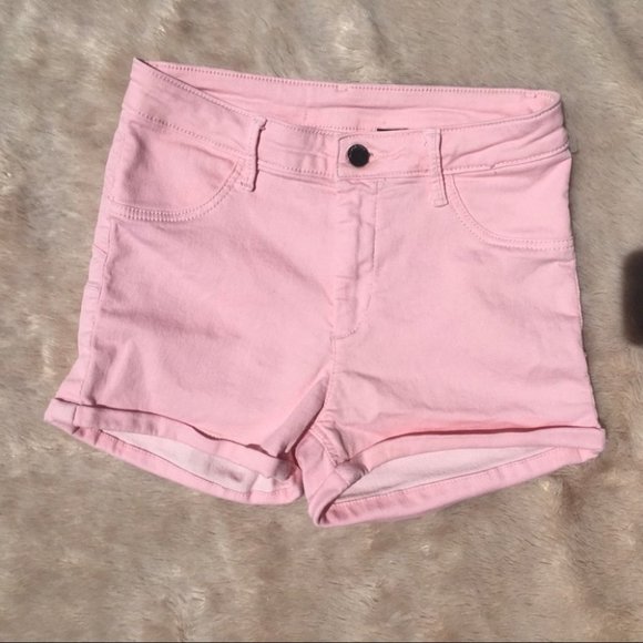 Blush Pink Mid Rise Denim Shorts Waist 24 - Picture 1 of 4
